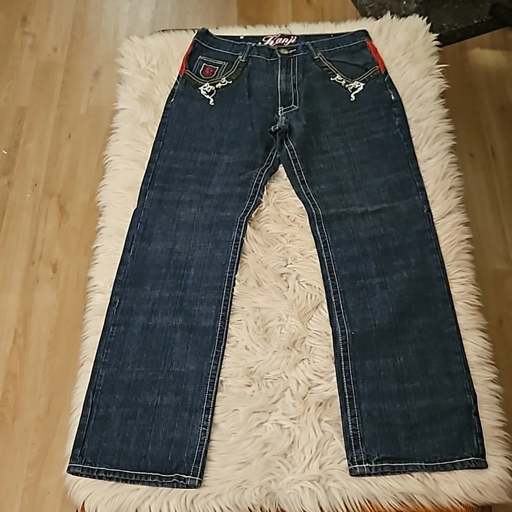Kanji Collection Y2K Dark Wash Bootcut Jeans Size 34x34